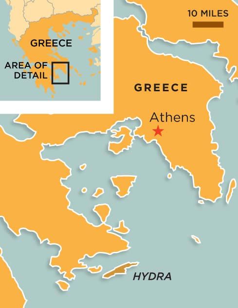 Hydra Greece map