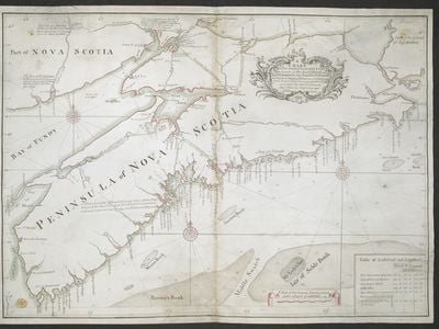 Map of Nova Scotia made in 1755 by provincial chief surveyor Charles Morris