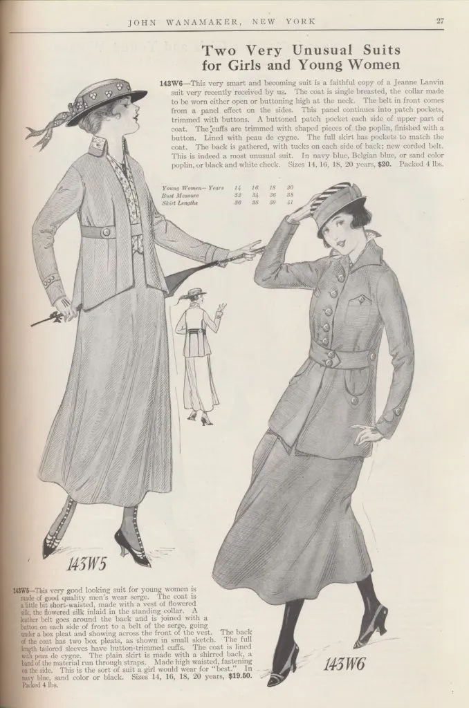 Illustration of two young women from early 20th century trade catalog.