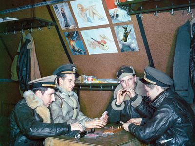 Navy men during WWII smoking