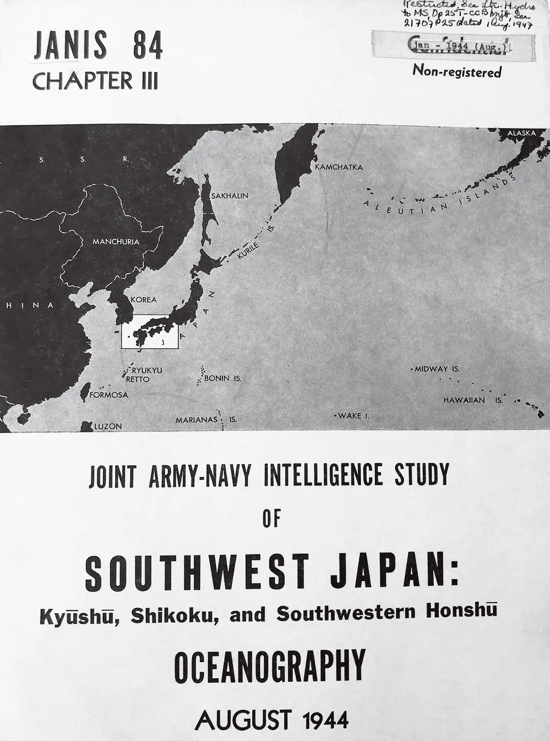 on book cover showing the ocean near Japan