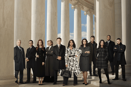 ABC's "Scandal" stars Jeff Perry as Cyrus Beene, Joshua Malina as David Rosen, Darby Stanchfield as Abby Whelan, Portia de Rossi as Elizabeth North, Tony Goldwyn as President Fitzgerald Grant, Kerry Washington as Olivia Pope, Bellamy Young as Mellie Grant, Scott Foley as Jake Ballard, Katie Lowes as Quinn Perkins, Cornelius Smith Jr. as Marcus Walker and Guillermo Diaz as Huck.