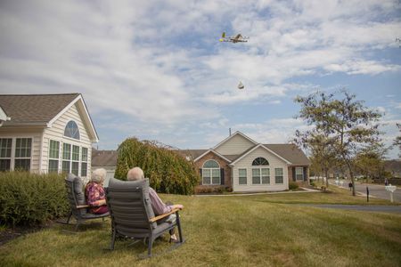 Susie and Paul Sensmeier of Christiansburg, Virginia, got front row seats to the arrival of the first drone-shipped home delivery in the fall of 2019.