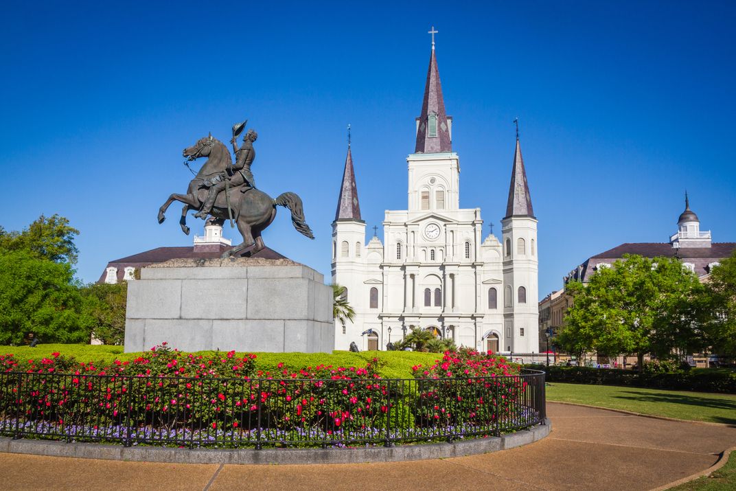 Statue of Andrew Jackson and the St. Louis Cathedral, New Orleans
