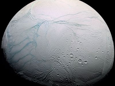 Enceladus' four tiger stripes may have formed during a period of coolness, when the moon's inner sea froze, swelled, and cracked the surface at the south pole.