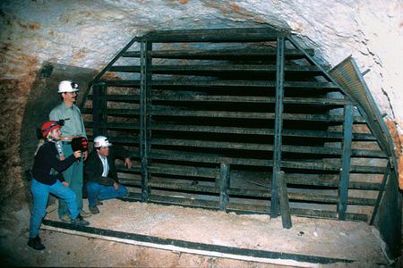 Converting the Magazine Mine, above (Bat Conservation International's Sheryl Ducummon, the Forest Service's Ray Smith and UNIMIN's Siebert Crowley in 1996), cost $130,000.