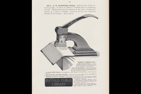 Library Bureau, Boston, MA. Classified Illustrated Catalog of the Library Department of Library Bureau (1899), page 82, Perforating Stamp. (Smithsonian Libraries and Archives)