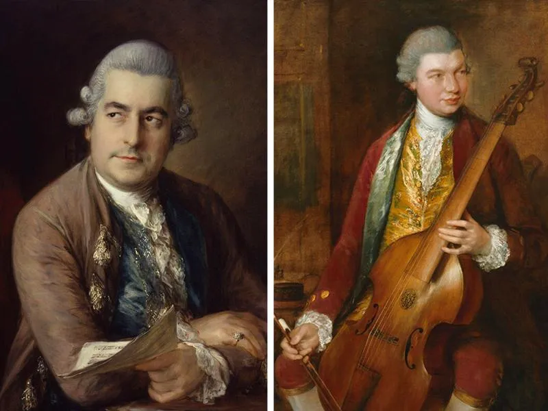 Gainsborough's portraits of Johann Christian Bach (left) and Carl Friedrich Abel (right)