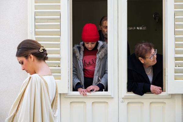 Holy Week Procession passing through the streets of Marsala, Sicily thumbnail