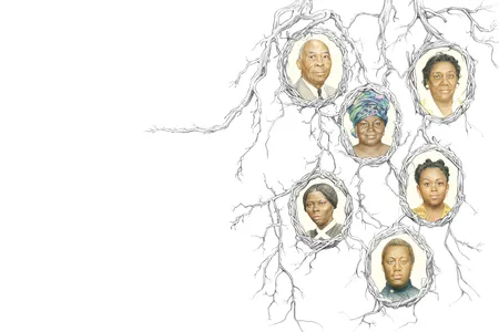 James W. Barr and Claudia E. Sharperson Barr (above, left and right), the maternal grandparents of senior editor Tracy Scott Forson. Diana Anagho (center), mother of heritage travel organizer Ada Anagho Brown. Brown as a child (far right). Harriet Tubman (below, left). Lewis Douglass (bottom), son of abolitionist orator Frederick Douglass.