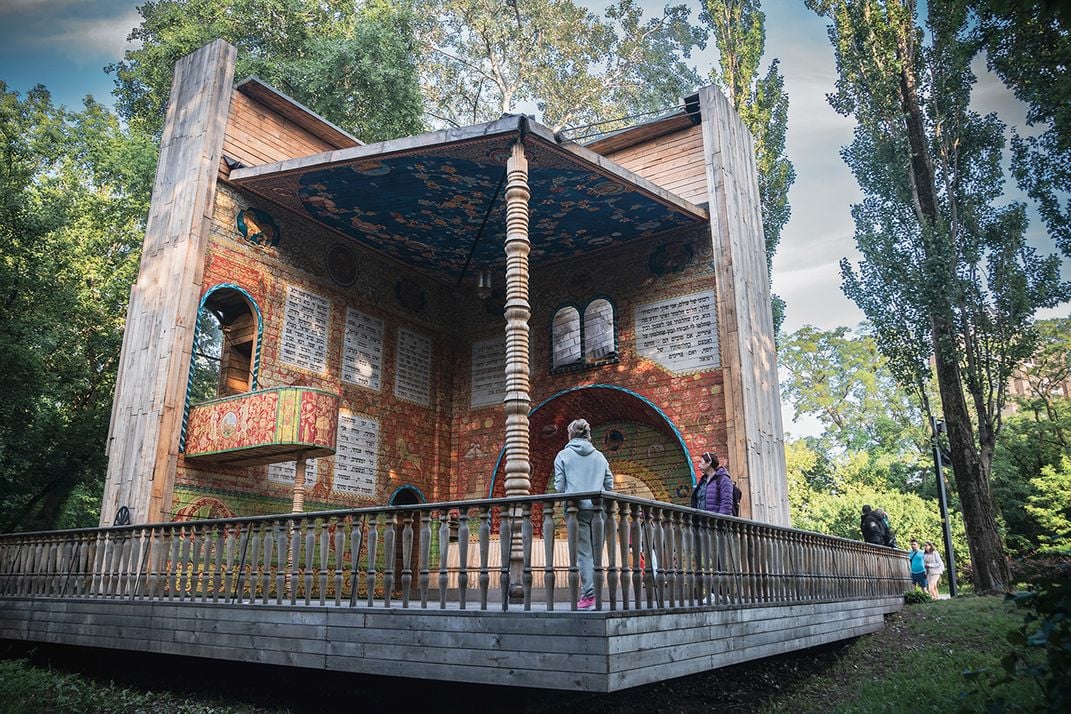 A model synagogue opens like a pop-up book.
