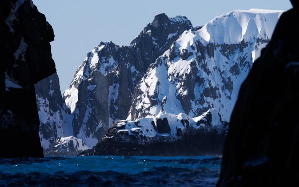 Choppy icy waters around Spert Island Antarctica thumbnail