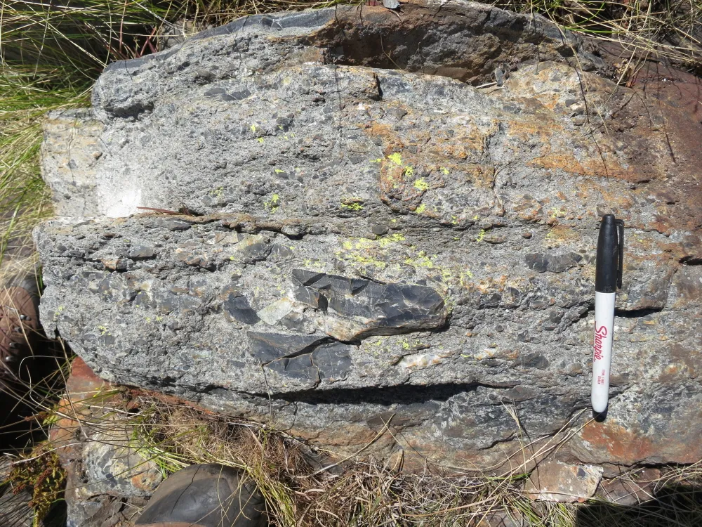 A rock layer showing the S2 impact tsunami bed