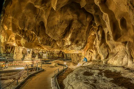 The details of the replica (under construction last year), its area nearly the size of a football field, are based on 700 hours of laser scanning in the actual cave. 