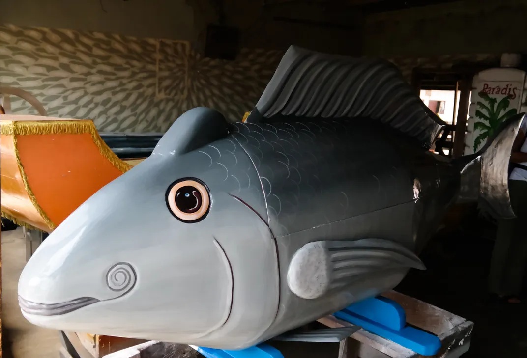 The fantasy coffin makers of Accra fashion custom-made coffins in whimsical forms.