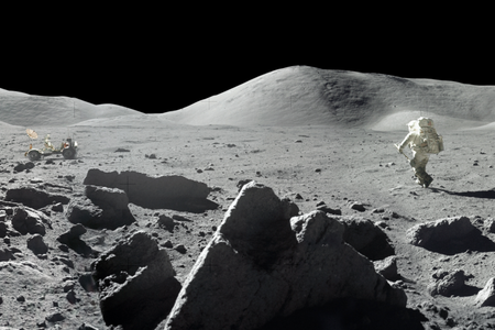 Jack Schmitt strolling on the lunar surface during the Apollo 17 mission in December 1972.