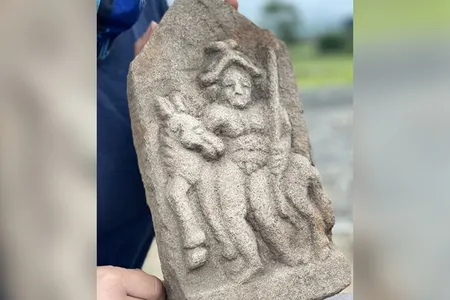 The sandstone relief is the first of its kind found at Vindolanda, a Roman fort near Hadrian's Wall.