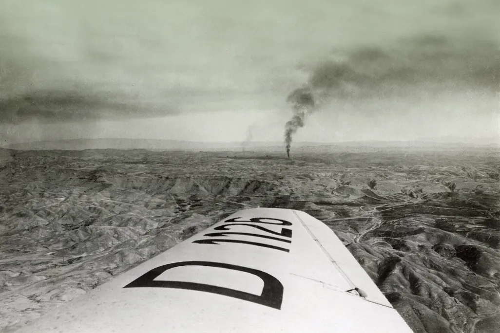 Middle East over airplane wing
