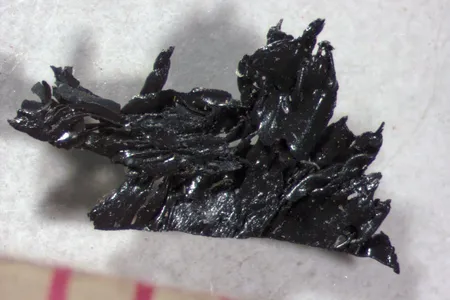 Researchers identified the black substance as a mixture of burnt rubber, oil and feces.