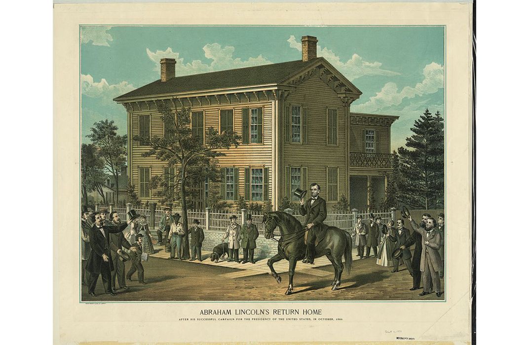 Lincoln in Springfield with horse