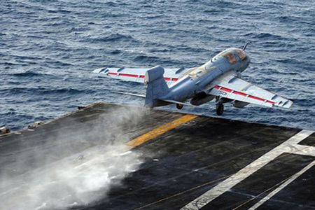 An EA-6B Prowler launches from catapult three aboard the USS Enterprise.