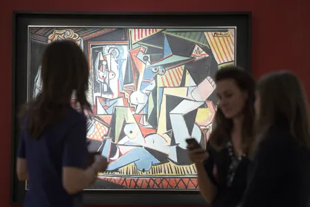 "Women of Algiers (Version O)" by Pablo Picasso before it went on sale at Christie's auction house in New York City