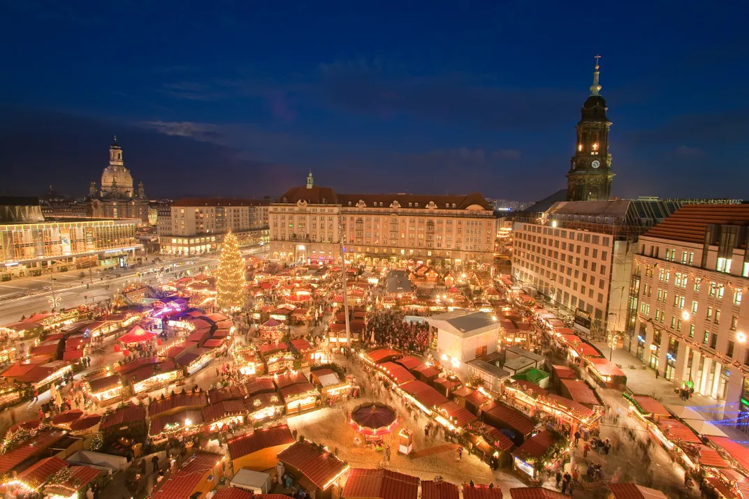 Aerial view of the Dresden Striezelmarkt