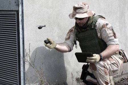 A British soldier releases Prox Dynamics' Black Hornet