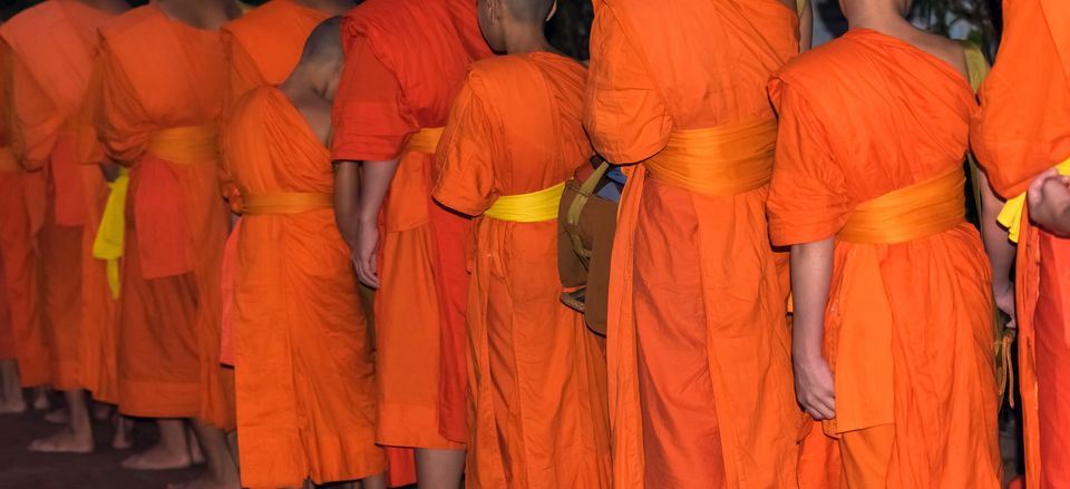  Monks during tai-bat ceremony, Luang Prabang 