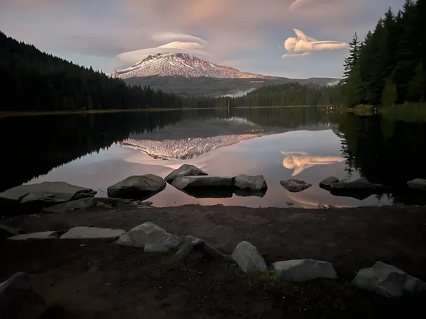 Cloud Angels hovering above Mt Hood & Trillium Lake in Oregon thumbnail