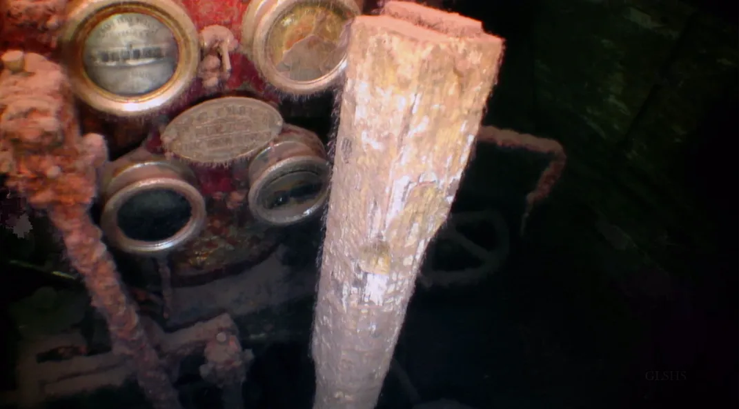Brass gauge panel on shipwreck