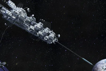 An artist's rendering of a space elevator.