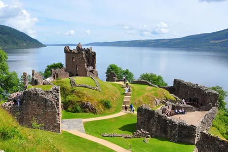 Urquhart Castle, which sits beside Loch Ness in the Highlands of Scotland