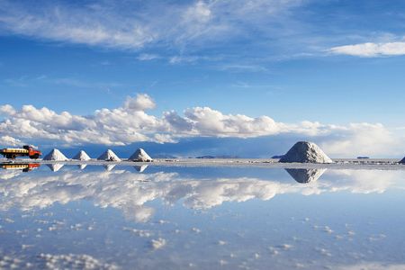 In southwest Bolivia, the world’s largest salt flats sit atop a vast pool of brine on the Salar de Uyuni.