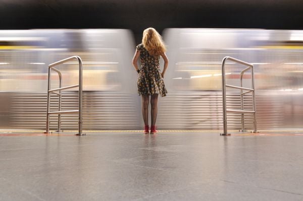 Woman on the subway platform thumbnail