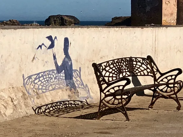 Street Art and a Bench in Morocco thumbnail