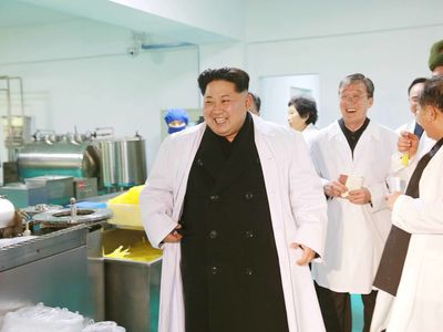 North Korean leader Kim Jong Un laughs during a factory tour in January 2016. North Korea tied with Somalia for "most corrupt" in a 2105 index of global corruption perceptions.