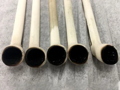 Researchers used these five replica clay pipes to "smoke" tobacco and other native plants.
