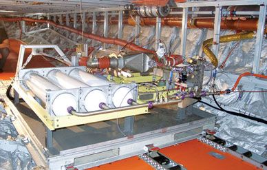 Installed in the cargo hold, the FAA’s onboard inert-gas generation system prototype made nine test flights in an Airbus A320 last year.