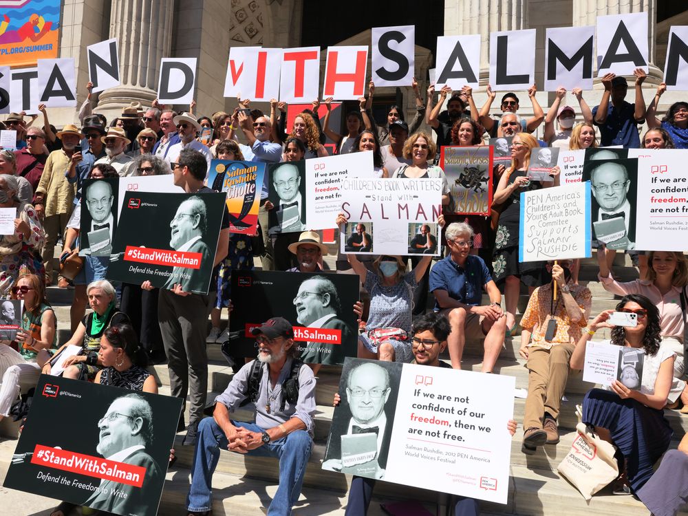 New York Public Library gathering for Salman Rushdie