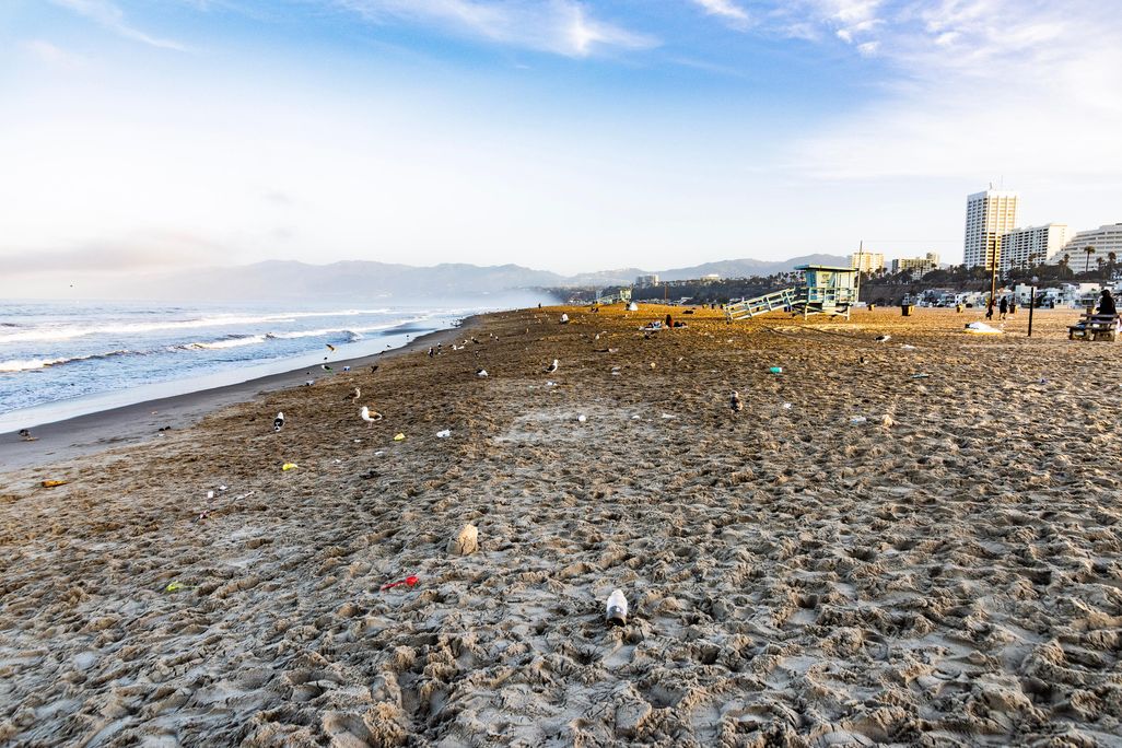 plastic on beach in santa monica