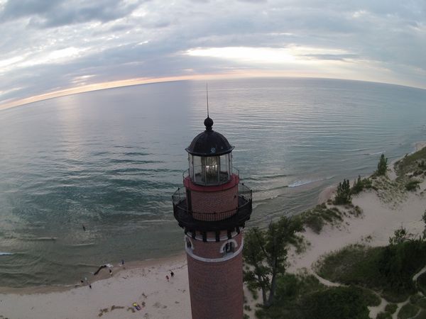 Sunset Over Lake Michigan From a drone thumbnail
