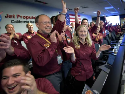 Members of the Mars InSight team celebrate their spacecraft's safe landing in November 2018.