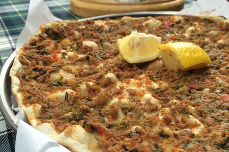 Lahmacun served up to the author at Mer Taghe in Yerevan, Armenia.