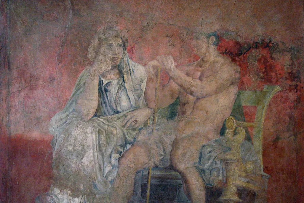 A fresco in Pompeii possibly depicting Lanassa and Demetrius, circa 50 to 40 B.C.E.