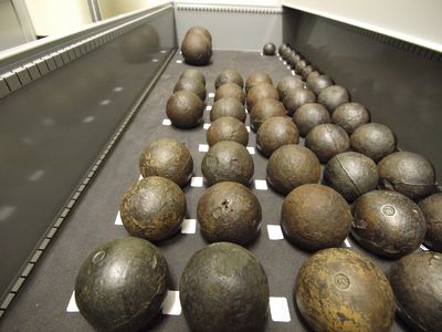 A team is working to conserve a collection of iron cannonballs found on The Mary Rose, Henry VIII's famous Tudor ship.
