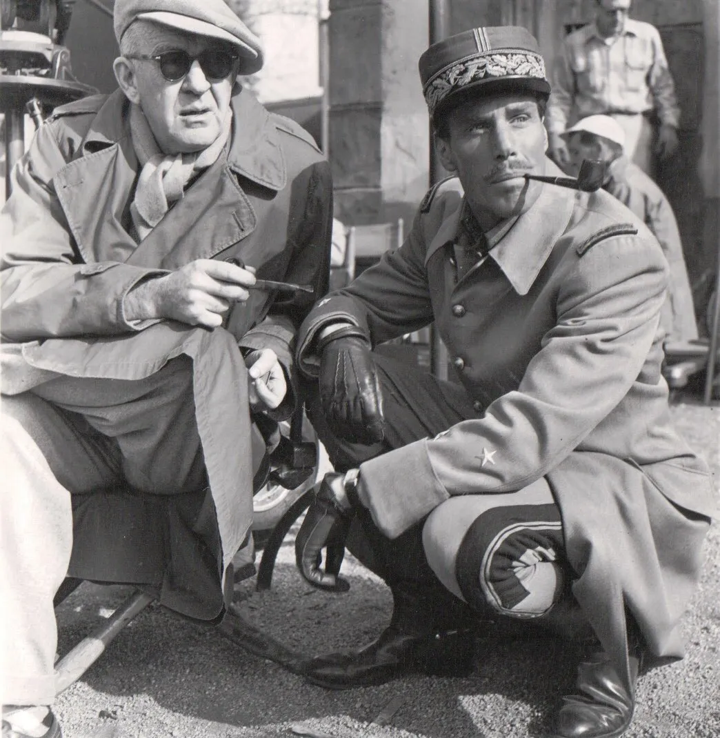 Ortiz (right) on the set of What Price Glory alongside director John Ford