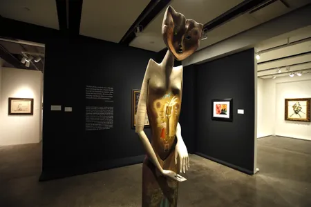 La Grande Dame (The Cat Woman)&nbsp;by Leonora Carrington on display at Sotheby&#39;s in New York City

