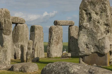 A close-up of Stonehenge in Salisbury, England
