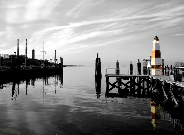 Port Jefferson black and white sunset. thumbnail